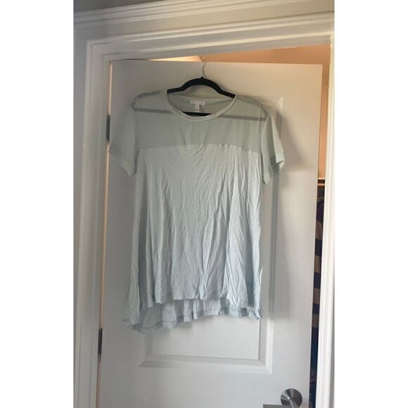 NWT Leith mint green round neck mesh shirt top blouse - Picture 1 of 4